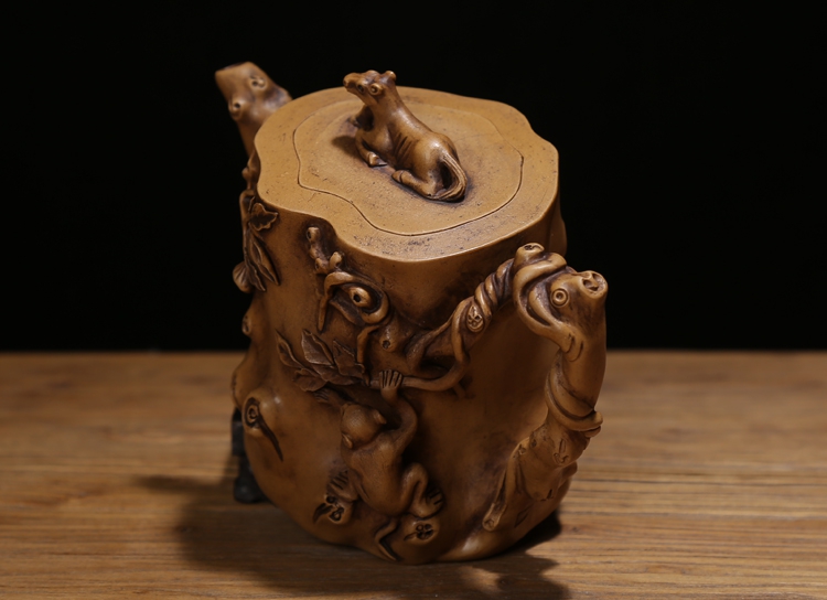 清代名家陳鳴遠(yuǎn)純手工制作紫砂老茶壺